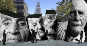 Digital rendering of iWitness Public Art Installation  |  Genocide Centennial opening during MOPLA 2015 at Grand Park in Downtown LA.  image:http://www.monthofphotography.com/#about-2